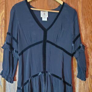Muche Muchette Black Adorable Dress with Velvet details - one size